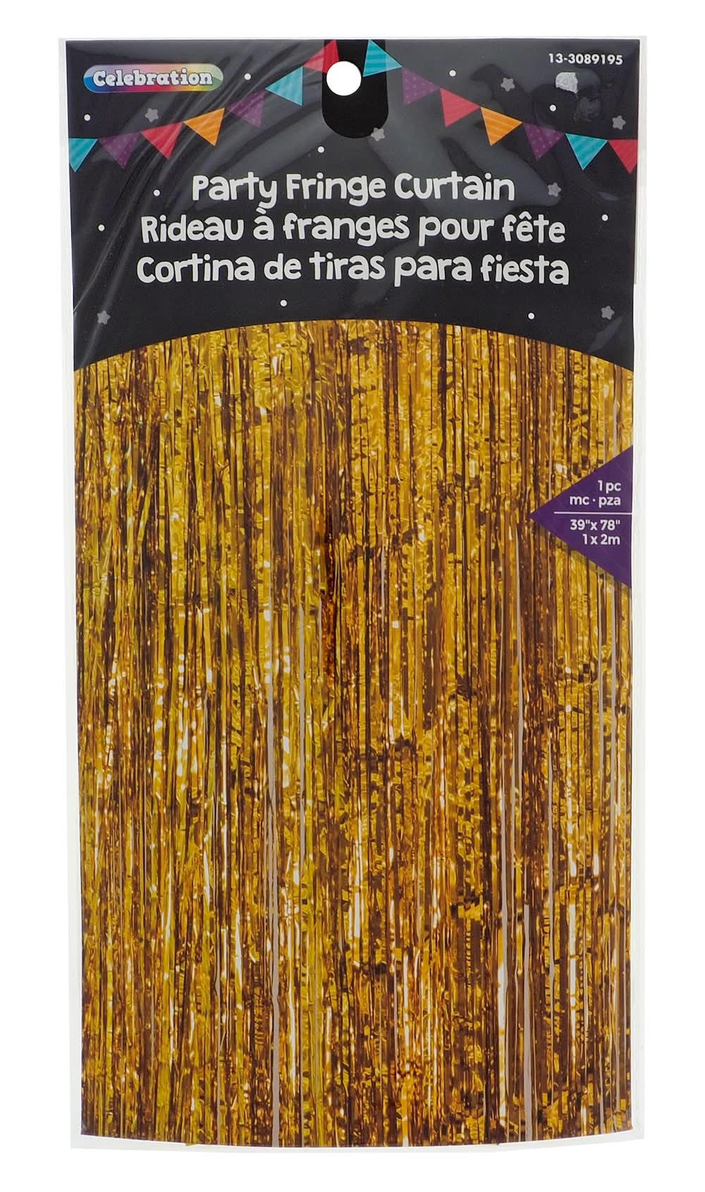 Célébration Party Foil Fringe Curtain Backdrop, 1x2 m, Gold