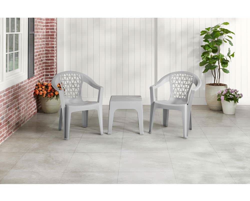 Stylewell Light Grey Penza Stack Resin Outdoor Dining Chair