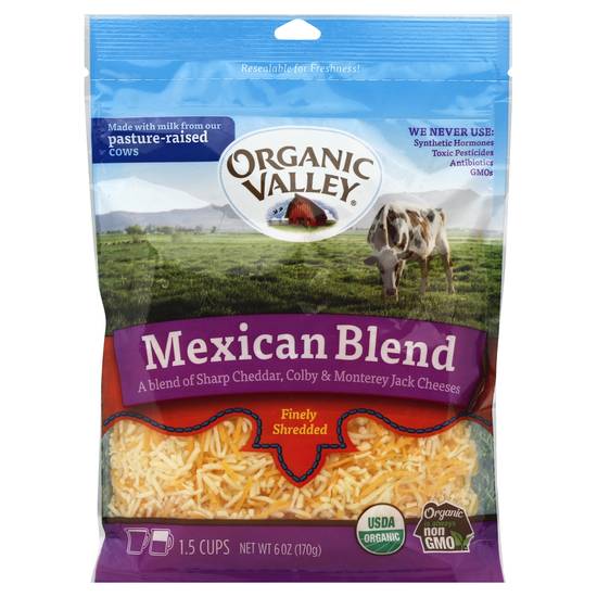 Organic Valley Finely Shredded Mexican Blend Cheese