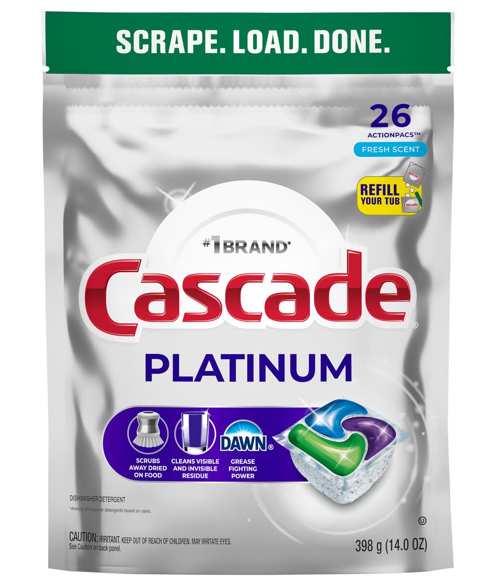 Cascade Platinum Dishwasher Pods, Fresh (14 oz, 26 ct)