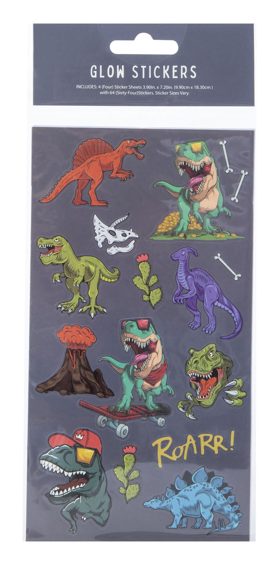 Dinosaur Glow Stickers 64-Count
