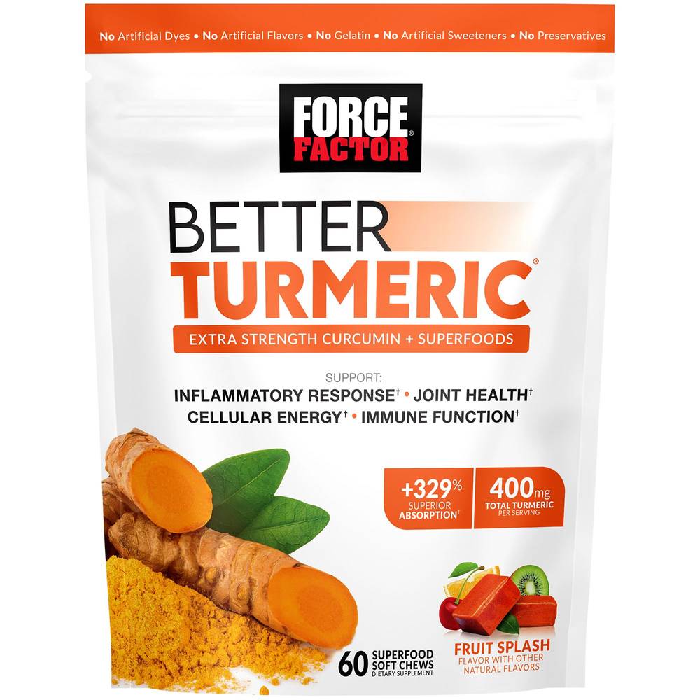 Force Factor Better Turmeric Soft Chews Dietary Supplement ( fruit splash)