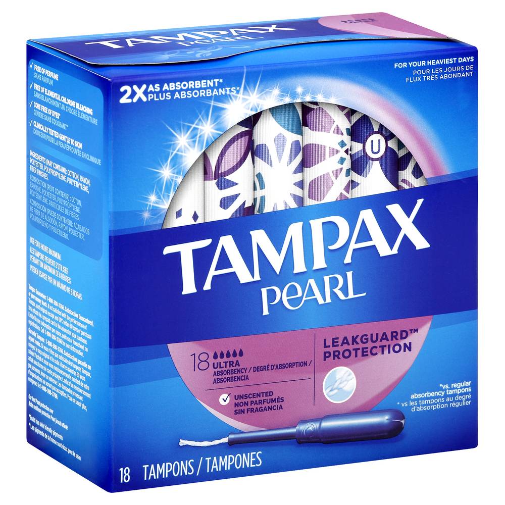 Tampax Pearl Leakguard Protection Ultra Absorbency Tampons (18 ct)