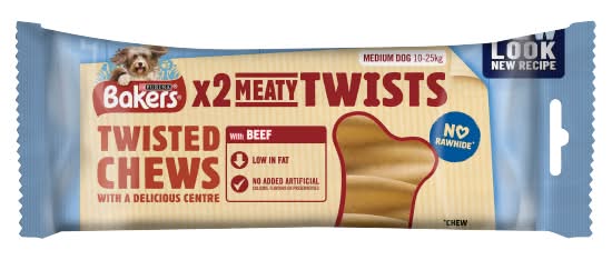 Baker's Meaty Twists Adult Dog Treat Chews With Beef (2 pack)
