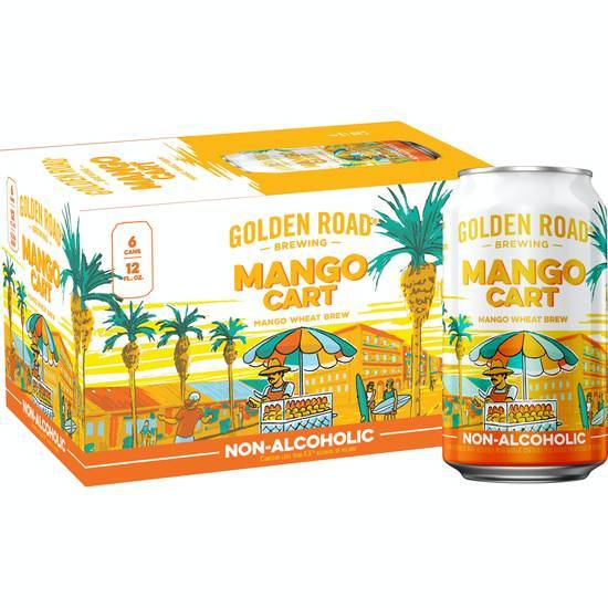 Golden Road Mango Cart Non-Alcoholic Beer (6 ct, 12 fl oz)