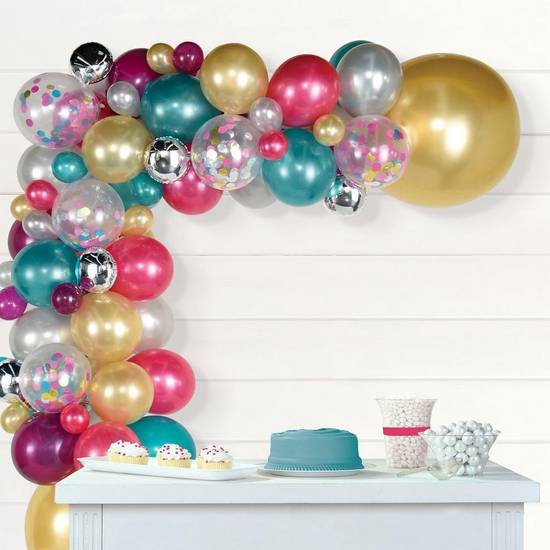 Uninflated Air-Filled Colorful Confetti New Year's Balloon Garland Kit