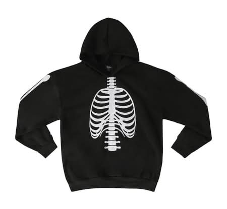 Young Mens Skeleton Pullover Graphic Hoodie Small Skeleton