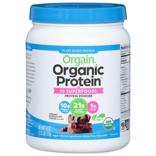 Orgain Creamy Chocolate Fudge Protein Powder (18 oz)