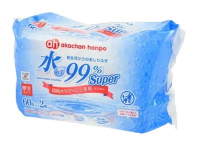 水９９％ＳＰ厚手おしりふき 60枚2個ﾊﾟｯｸ