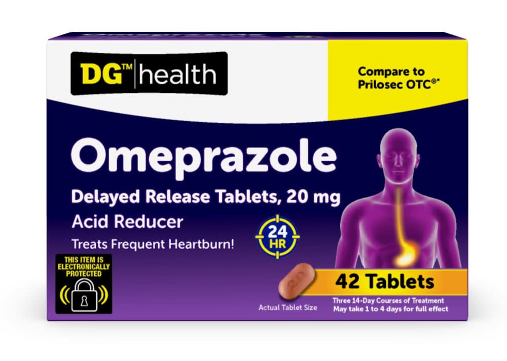 DG Health Omeprazole Acid Reducer Delay Release Tablets 20 mg (42 ct)