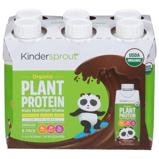 Kindersprout Organic Plant Protein Chocolate Kids Nutrition Shake (6 ct)