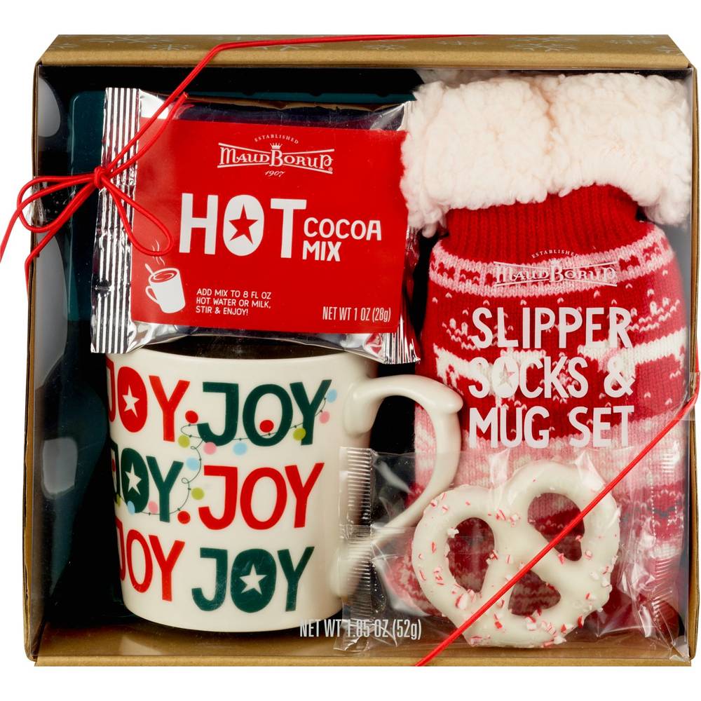 Maud Borup Slipper Socks & Mug With Hot Cocoa Mix Gift Set