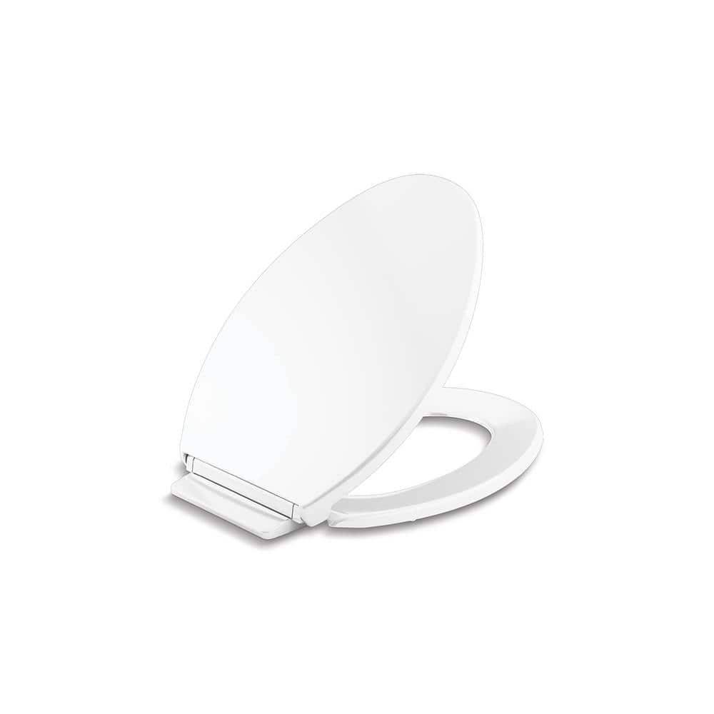 Kohler Highline Elongated Grip Tight Bumpers, Soft Close Front Toilet Seat In White