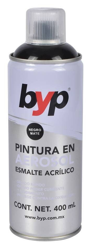 ByP · Pintura acrílica mate en aerosol, negro (400 ml)
