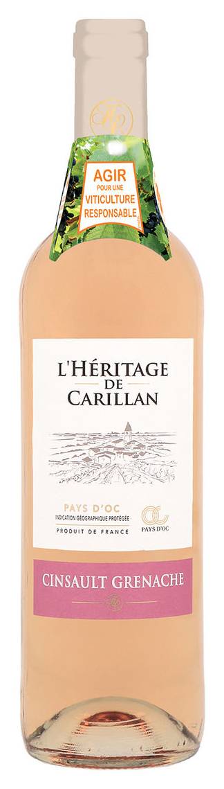 France Cinsault et Grenache l''Héritage de Carillan Rosé IGP 75cl