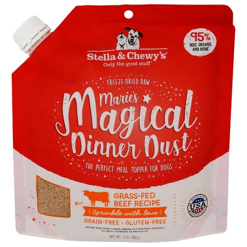 Stella And Chewys Grass-Fed Beef Recipe Marie's Magical Dinner Dust Freeze-Dried Raw Meal Topper For Dogs