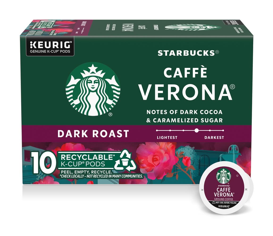 Starbucks Dark Roast K-Cup Coffee Pods, Caffè Verona (4.2 oz, 10 ct)