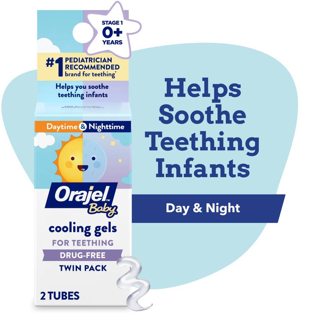 Orajel Baby Twin pack Daytime & Nighttime Non-Medicated Cooling Gel For Teething