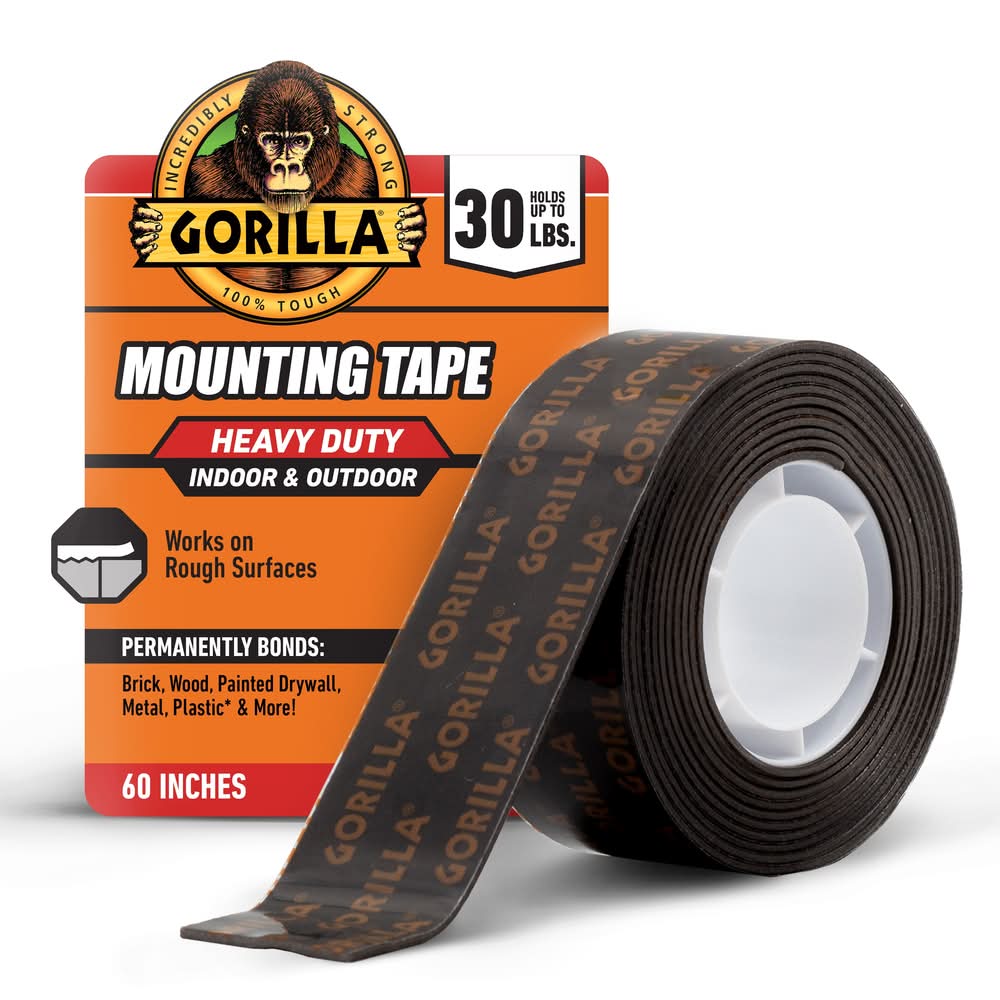 Gorilla Heavy Duty Mounting Tape 1-in x 5 Feet Double-Sided Tape