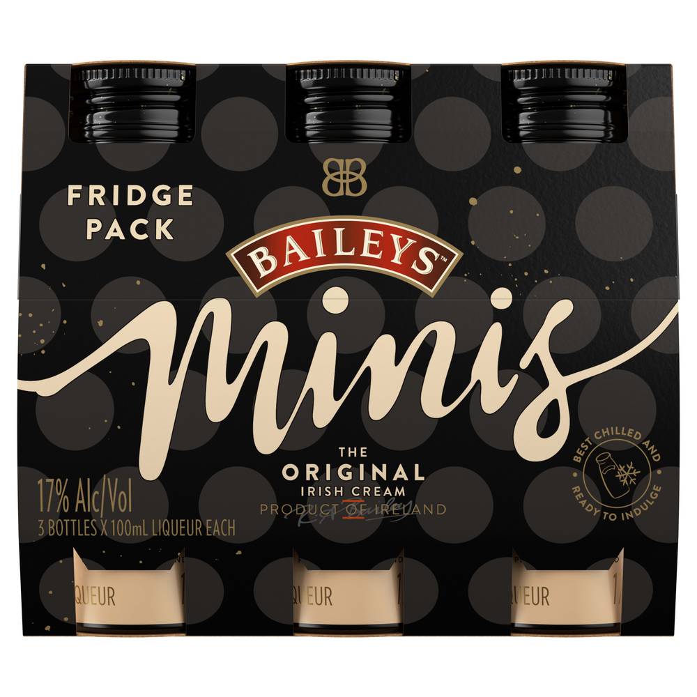 Baileys the Original Minis Irish Cream Liqueur (3 pack, 100 ml) (rich chocolate-vanilla)