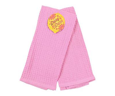 Daisy Daze Pink Frosting Waffle-Knit Hand Towels, 2-Pack