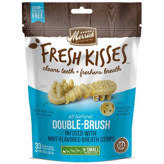 Merrick Fresh Kisses Mint Breath Strips Extra Small Brush Dental Dog Treats, 33 Count ( 33 count)