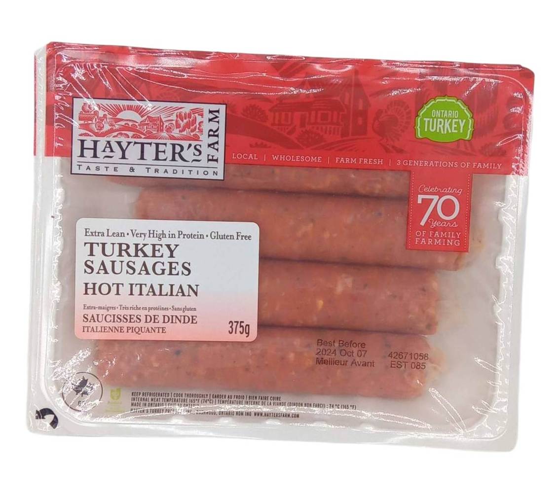 Hayter's Farm Hot Italian Turkey Sausages (375 grams)
