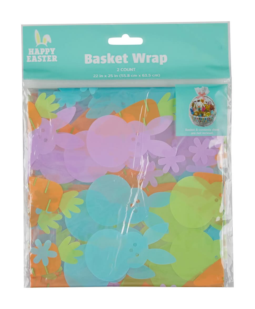 Happy Easter Basket Wrap 2 Ct Assorted