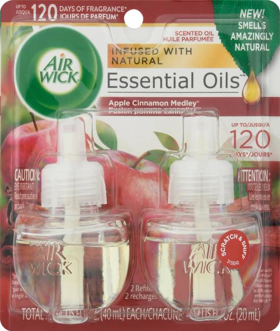 Air Wick Essential Oils Apple Cinnamon Medley Scented Oil Refills (2 ct)