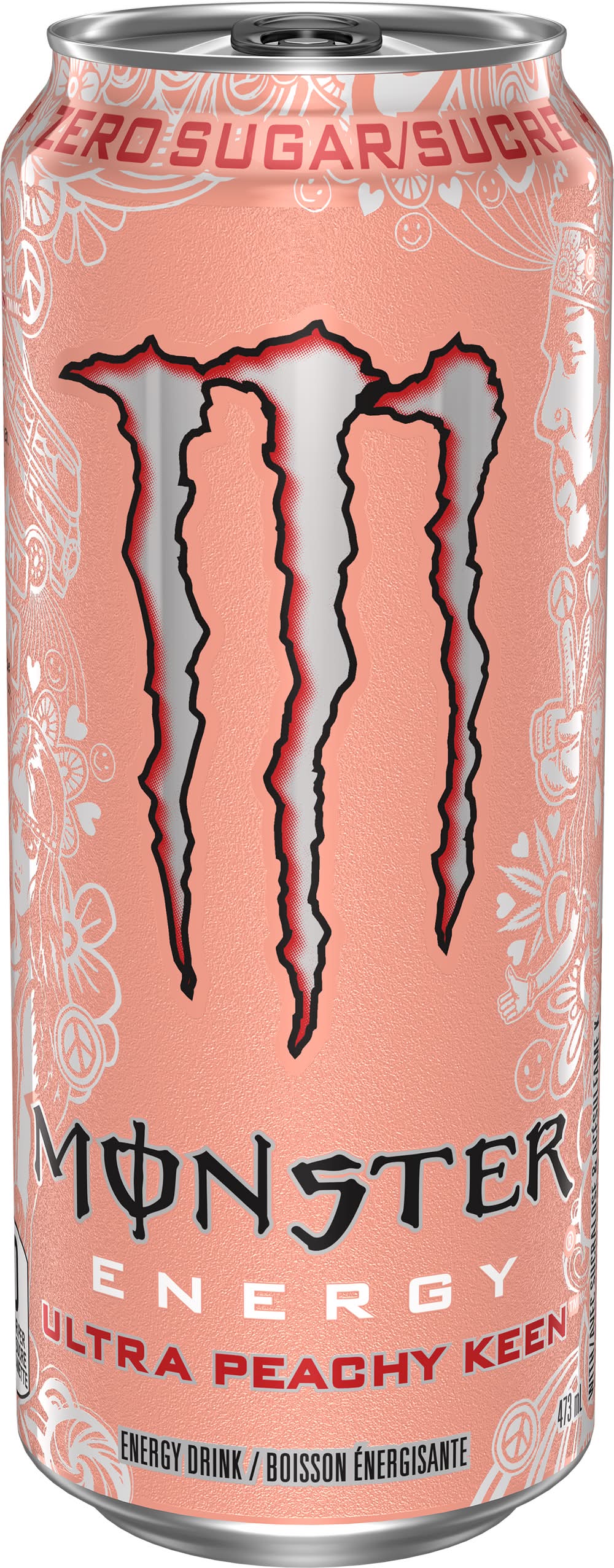 Monster energy boisson énergisante zéro sucre - zero sugar energy drink (473 ml) (ultra peachy keen)