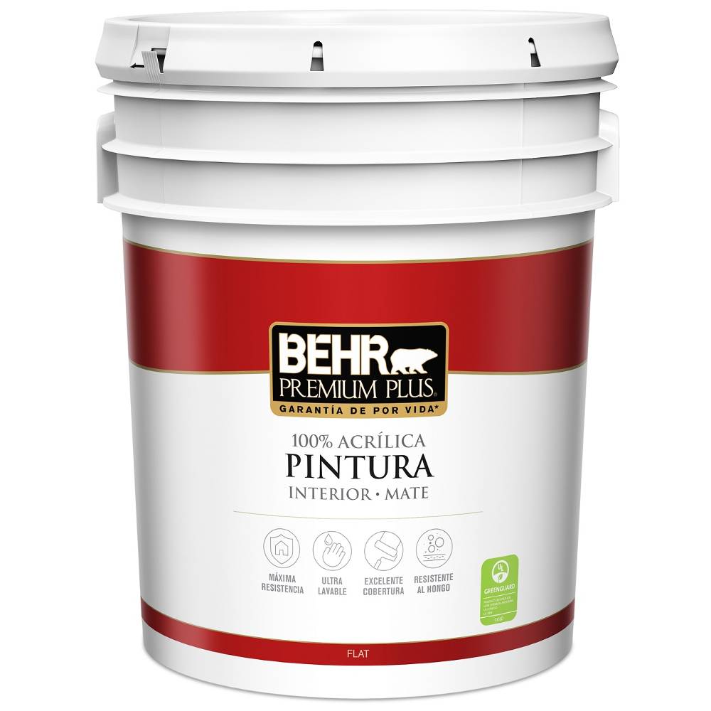 Behr pintura acrílica para interior premium mate blanco (cubeta 18.9 l)