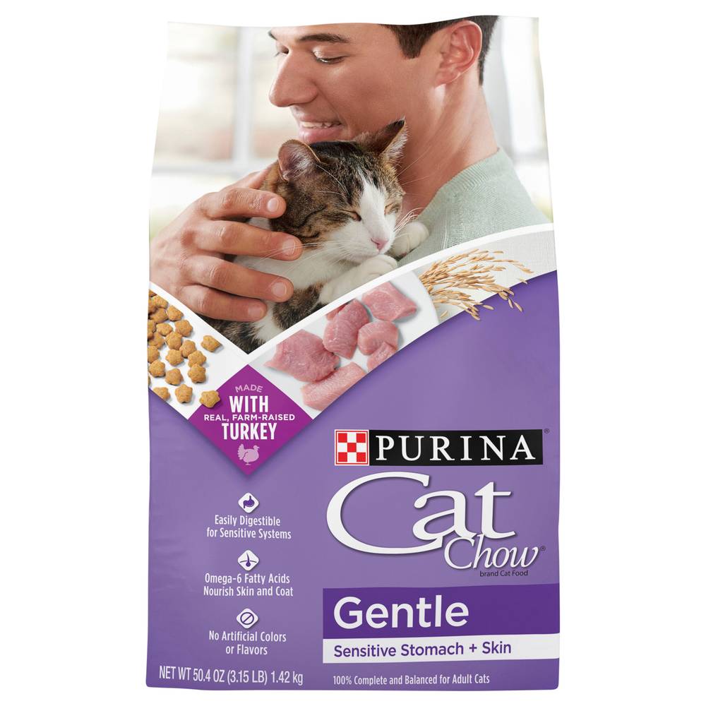 Purina Cat Chow Gentle Dry Cat Food Sensitive Stomach + Skin (3.15 lbs)