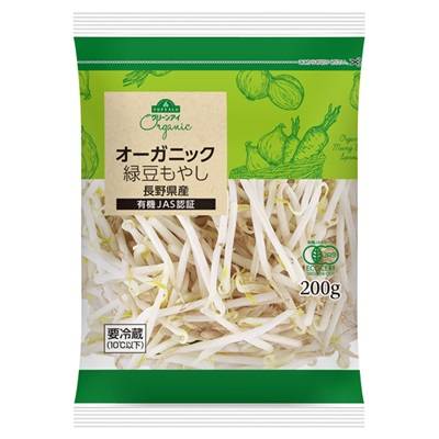 トップバリュグリーンアイオーガニック　緑豆もやし　１袋２００g