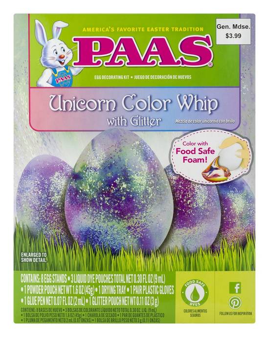 Paas Unicorn Color Whip With Glitter (1 kit)