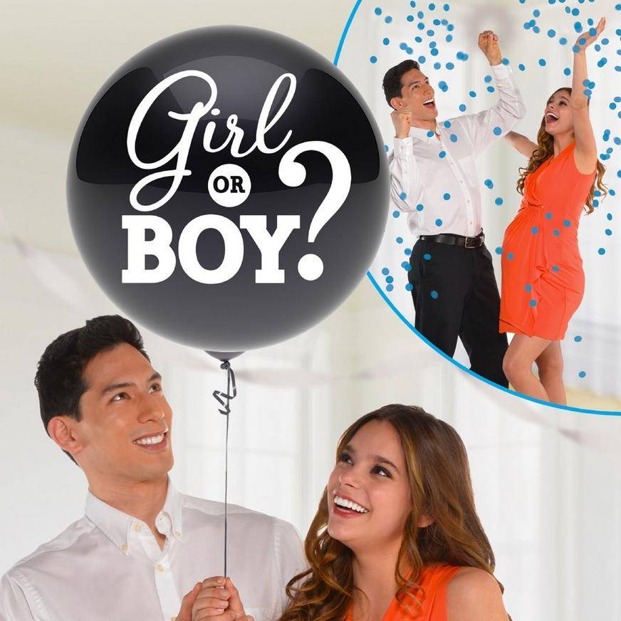 Party City Gender Reveal Balloon With Confetti Made Of Latex (black)