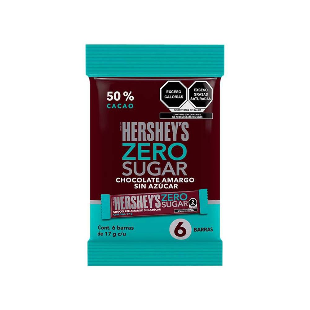 Hershey's chocolate amargo sin azúcar (bolsa 6 piezas)