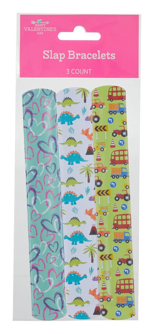 Happy Valentine'S Day Slap Bracelets 3 Ct Assorted