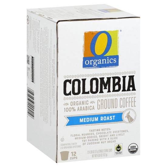 O Organics Colombia Medium Roast Ground Coffee Pods (12 pods)