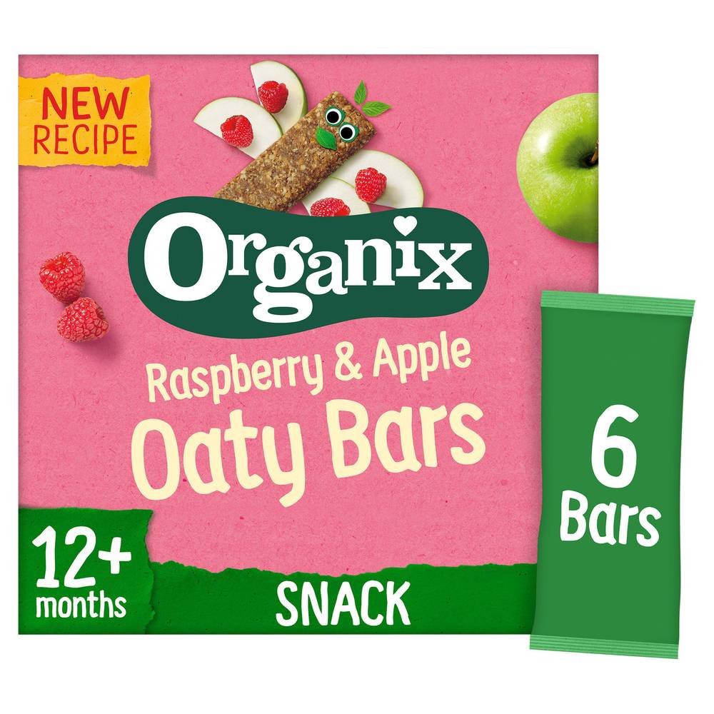 Organix Raspberry & Apple, Soft Oaty Bars Baby Food & Formula 12+ Months (6 x 23g)