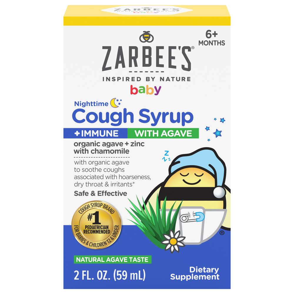 Zarbee's Baby Nighttime Cough Syrup + Immune Agave, 6 M+ (2 fl oz)