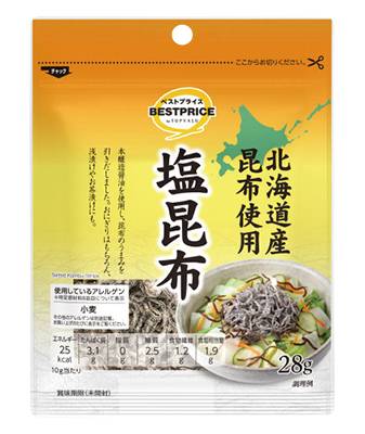 トップバリュ　べストプライス　北海道産昆布使用　塩昆布　２８ｇ