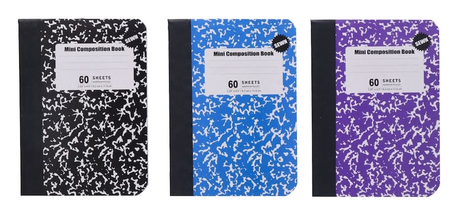 Jot American Scholar Mini Composition Notebook 60 Sheets, 3.25x4.5 in, Assorted (3 pack)