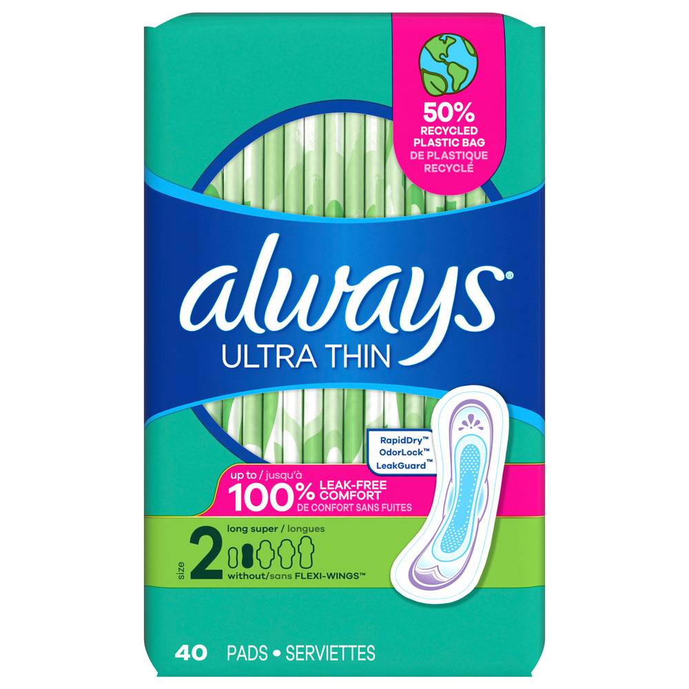 Always Ultra Thin Long Super Pads (40 ct)