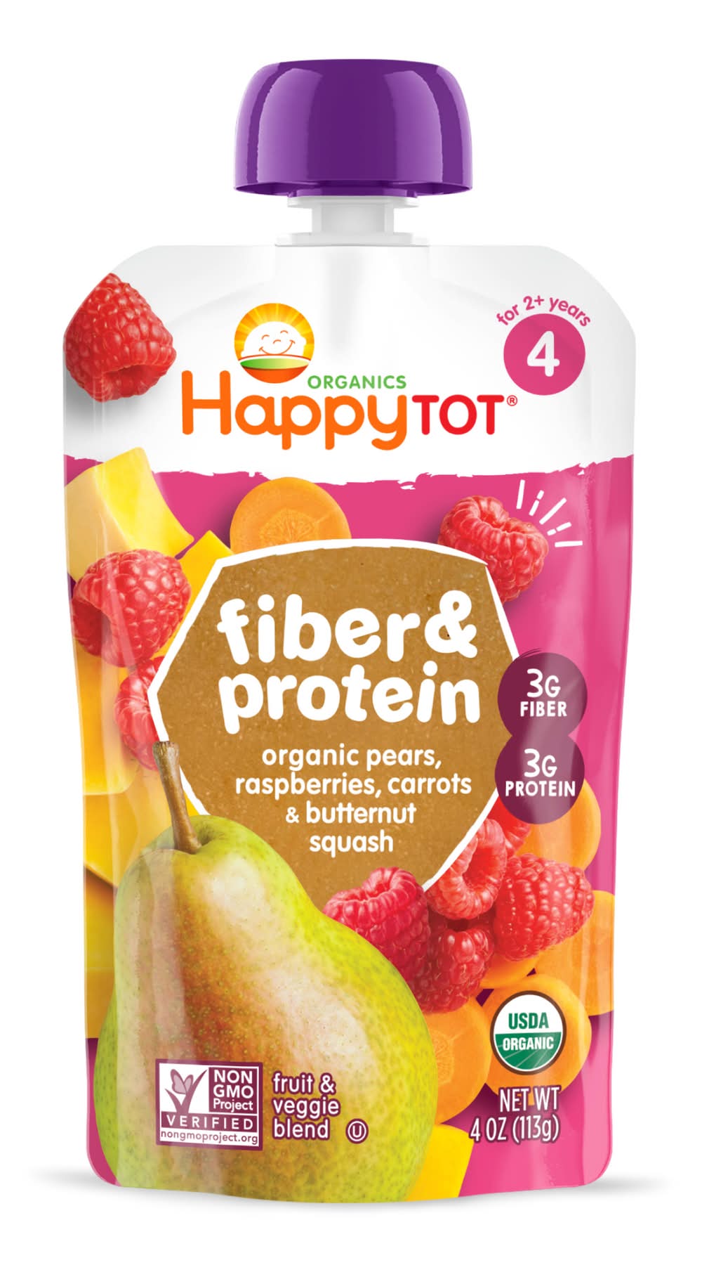 HappyTot Pear Raspberrie Carrot & Butternut Squash Blend (4 oz)