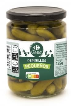 Pepinillos pequeños en vinagre Classic Carrefour 230 g.