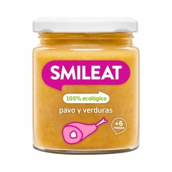 Tarrito de pavo con verduras desde 6 meses ecológico Smileat sin gluten 230 g.