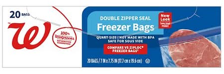 Complete Home Double Zipper Seal Freezer Bags Quart, 7 in x 7.75 in (20 ct)
