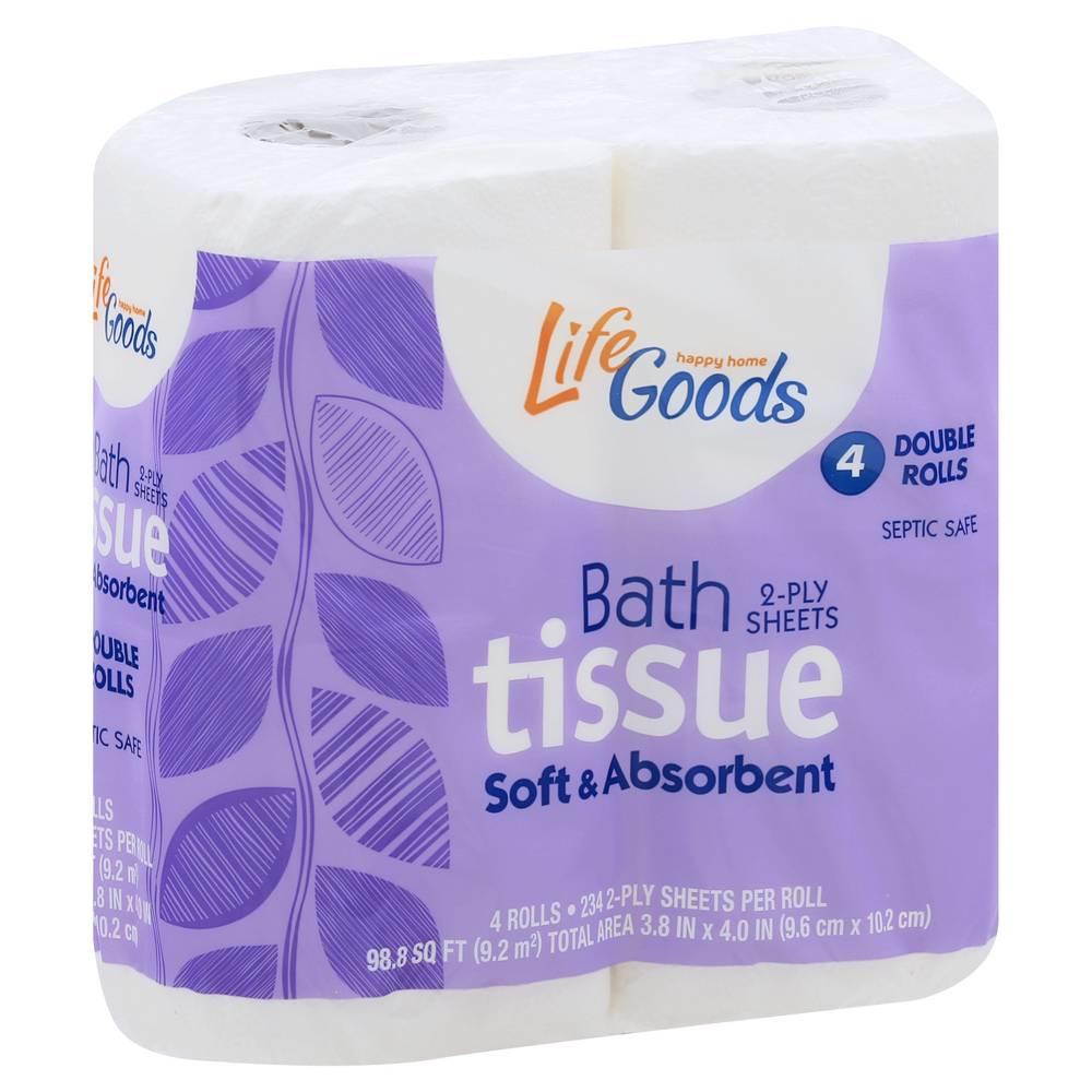 Life Goods 2-Ply Double Rolls Soft & Absorbent Bath Tissue