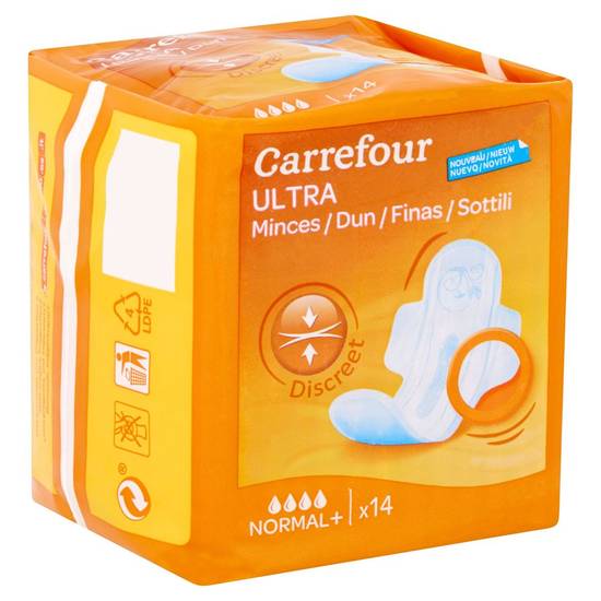 Carrefour Soft Normal + Serviette Ultra Minces 14 Pièces