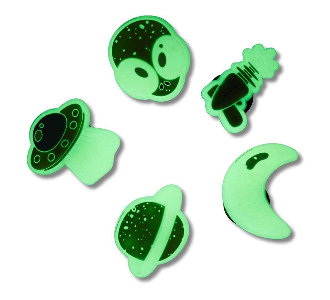 Crocs Glow In The Dark Space Jibbitz Set - 5 Pack (Green/Black One Size)